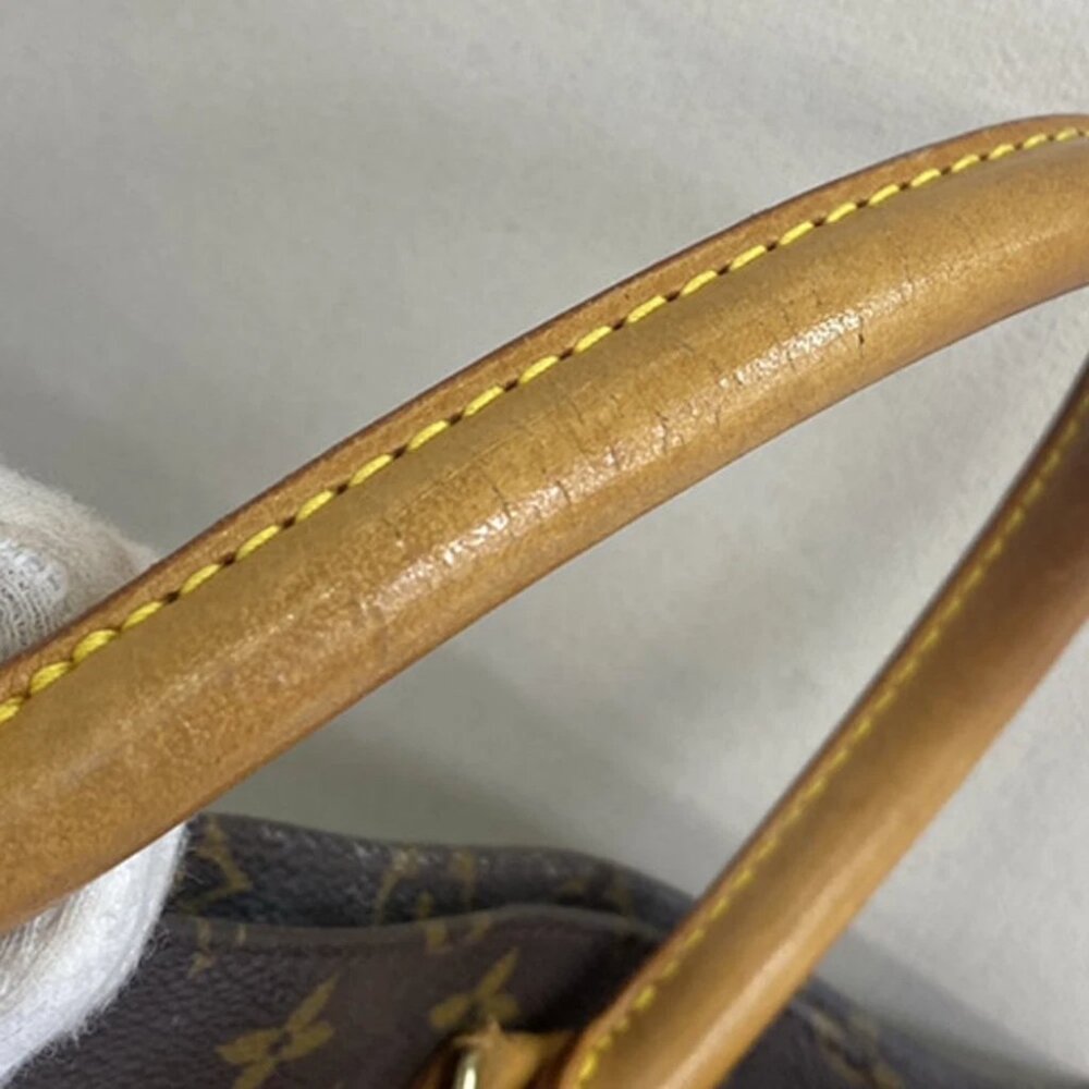 LOUIS VUITTON Logo Sac Plat Hand Tote Bag Monogram Leather Brown - Picture 7 of 15